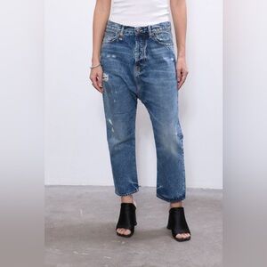R13 Tailored Drop Bain With Rips Jeans
